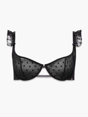 RUFFLE LUV Savage X Fenty Black Sheer Polka Dot Balconette Bra
